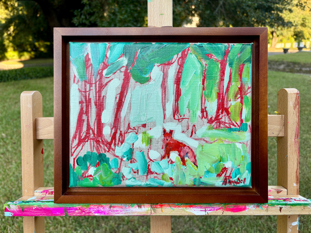 Little Feller's Looking Back at Us - framed on easel outdoors