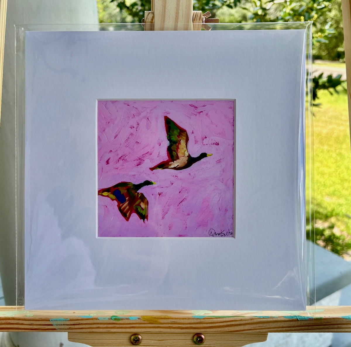 PRINT - Pink Mallards (Matted)